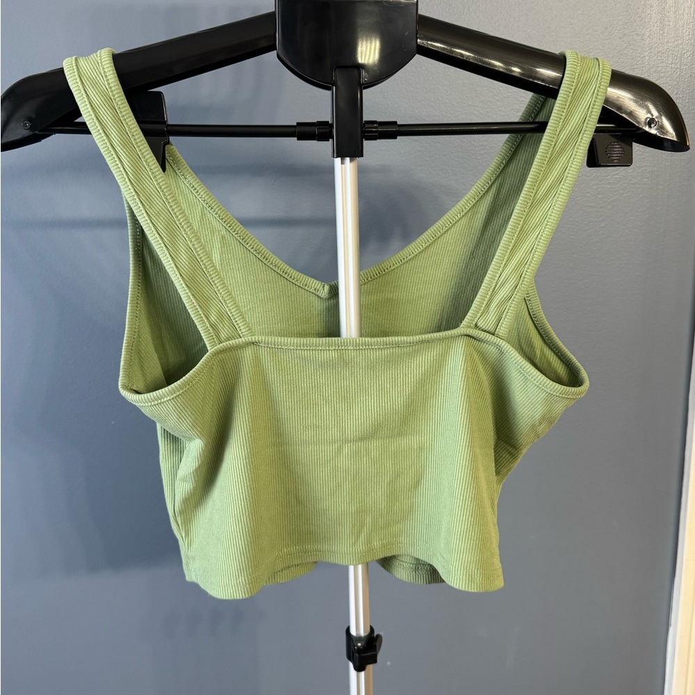 Green Ribbed Tank Top - Picture 2 of 3